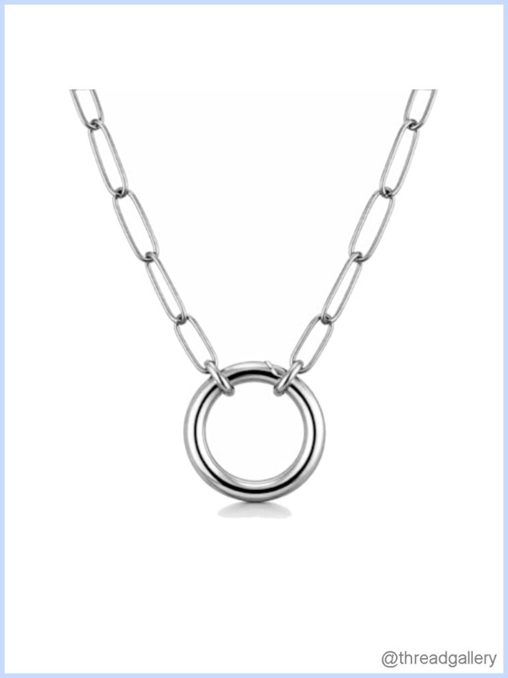 18k Gold Plated Stainless Steel Link Chain Necklace 20in Ring Holder Pendant